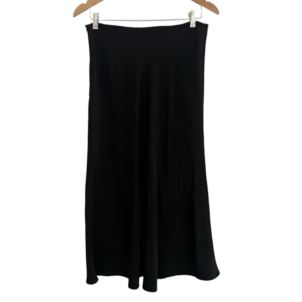 SHEIN Women’s Satin A Line Midi Maxi Skirt Sz L Black